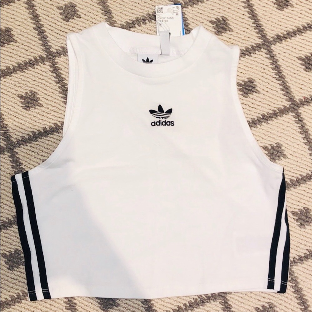 Adidas white cropped muscle tee